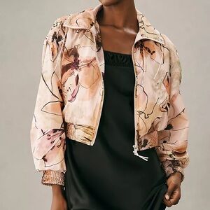 Anthropologie Pastel Floral Bomber Jacket